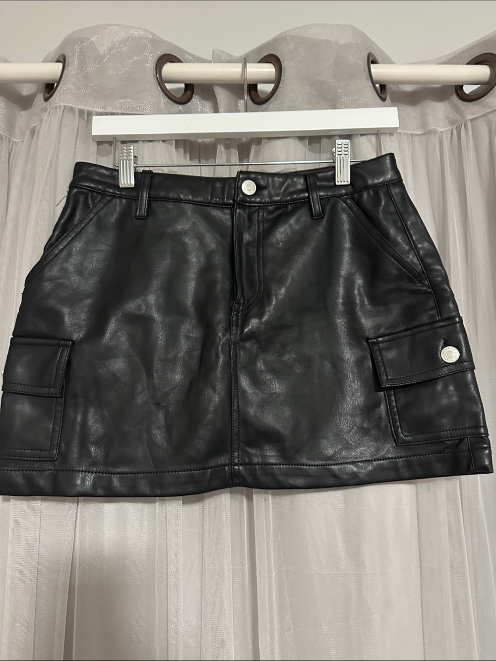 Forever 21 Black Faux Leather Cargo Mini Skirt